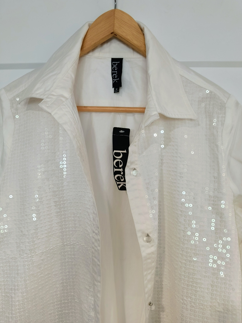 berek White Sequin Dress Shirt